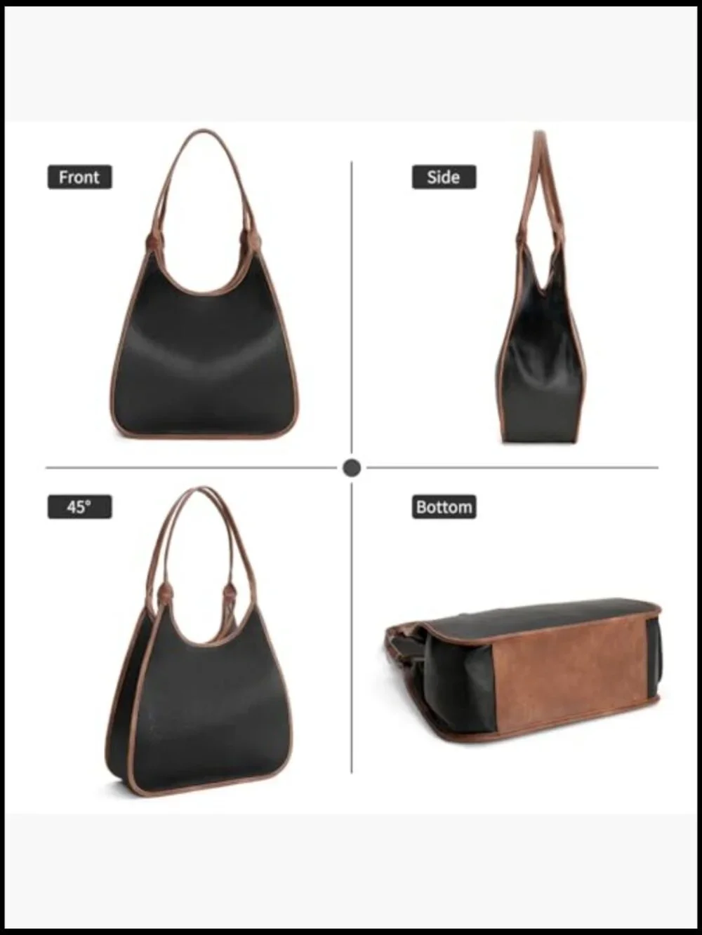 Vegan Leather Hobo Tote Bag Large Work Shoulder Purse with Zipper